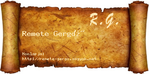Remete Gergő névjegykártya
