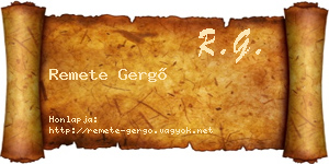 Remete Gergő névjegykártya